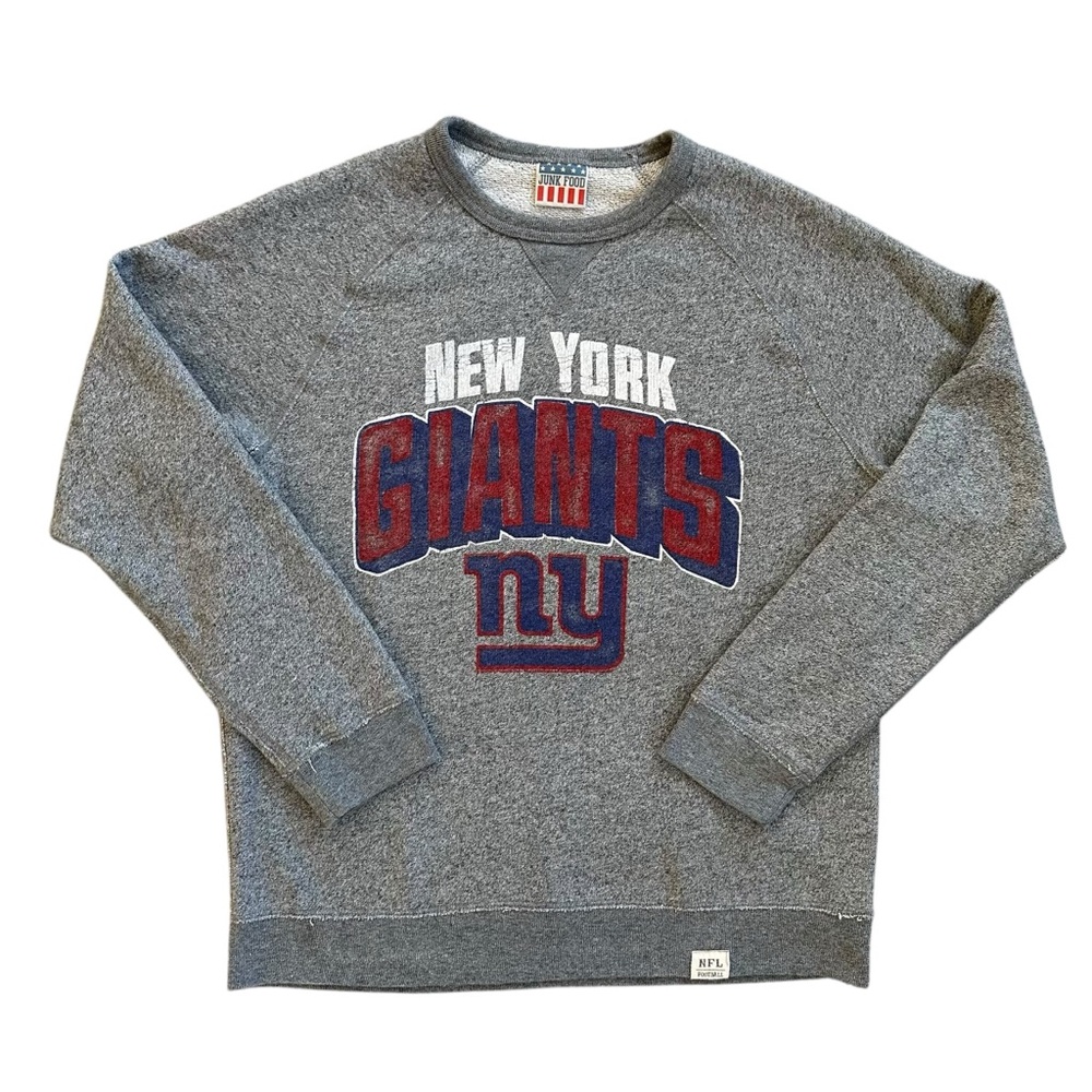 Junk Food NFL New York Giants Gray Vintage Inspired Crewneck Sweatshirt Large